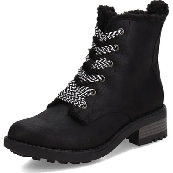 LifeStride Women's Kunis Cozy Winter Combat Snow Boots Lace-up Black Size 6.5 - Picture 1 of 7